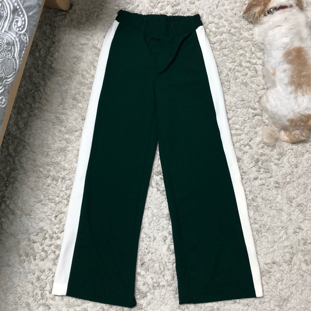 Wide leg pants with white side band